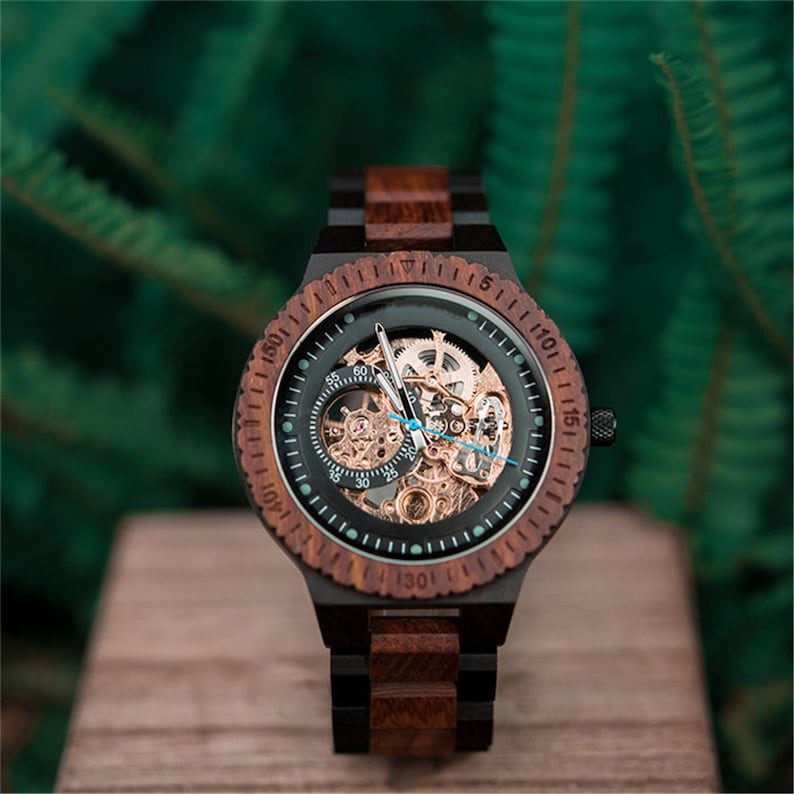 Engraved Watch | Personalized Gift for Him, Anniversary Gifts | Automatic Watch | Wood Watch | Engraved Wood Watch for Men | Christmas Gifts - Gift shop near me