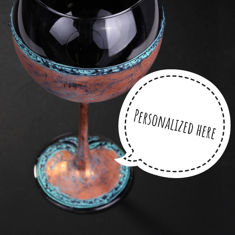 Red Wine Glass, Copper Wine Glass, 7th Anniversary Gift, Copper Wedding Gift, Antiqe style, Wine Goblets, Personalized - Gift shop near me