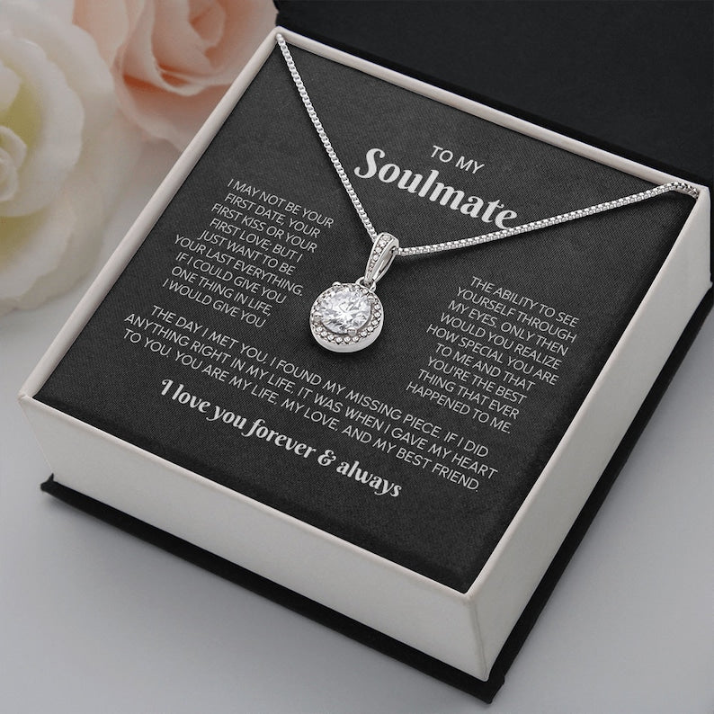 To My Soulmate Necklace Gift, Anniversary Gift For Her, Wife Girlfriend Soulmate Gift