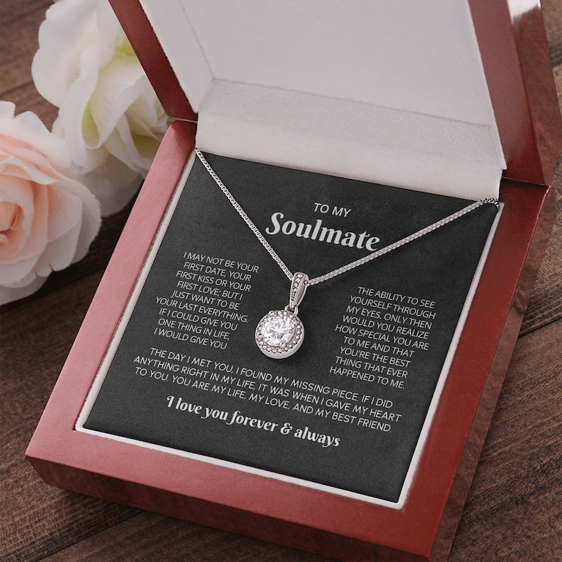 To My Soulmate Necklace Gift, Anniversary Gift For Her, Wife Girlfriend Soulmate Gift