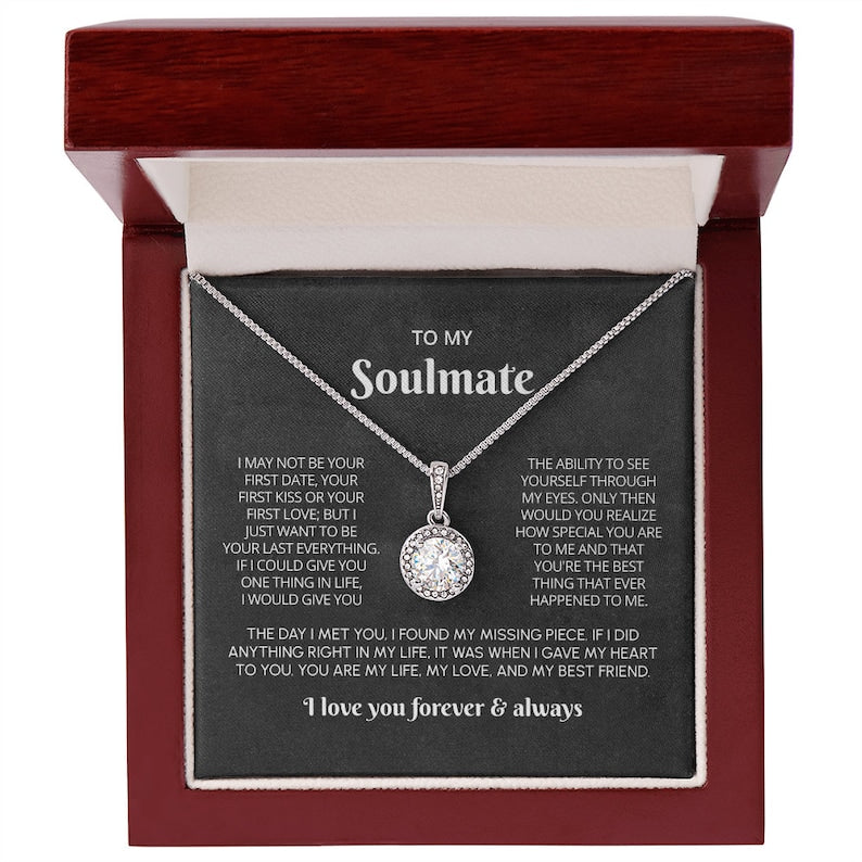 To My Soulmate Necklace Gift, Anniversary Gift For Her, Wife Girlfriend Soulmate Gift