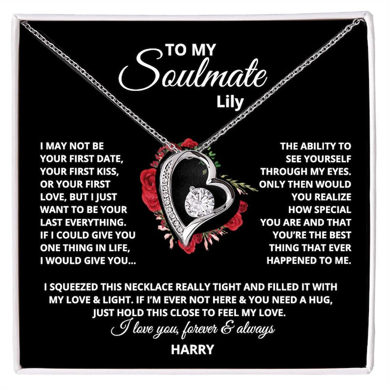 Anniversary Gift for Wife Necklace Gift for Girlfriend Soulmate Christmas Present Wife to Be Pendant Fiancee Valentine's Gift