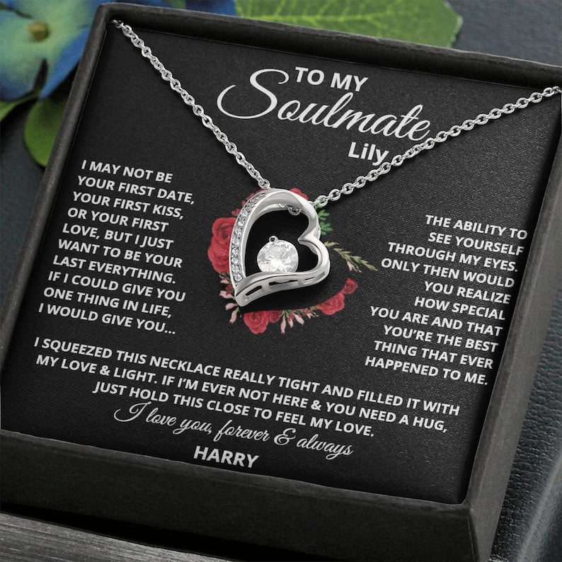 Anniversary Gift for Wife Necklace Gift for Girlfriend Soulmate Christmas Present Wife to Be Pendant Fiancee Valentine's Gift