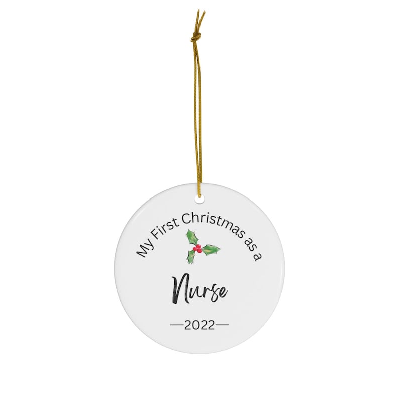 Nurses First Christmas Ornament (v.2) | Holiday | Christmas | Ornament | Gift | Watercolor | Nurse Graduation Gift