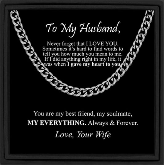 Gift for My Husband Necklace Gift Christmas Gift For Husband From Wife Birthday Gift For Husband Cuban Chain Gift