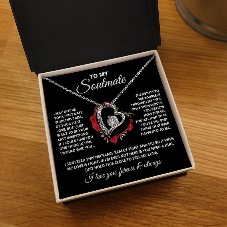 Anniversary Gift for Wife Necklace Gift for Girlfriend Soulmate Christmas Present Wife to Be Pendant Fiancee Valentine's Gift