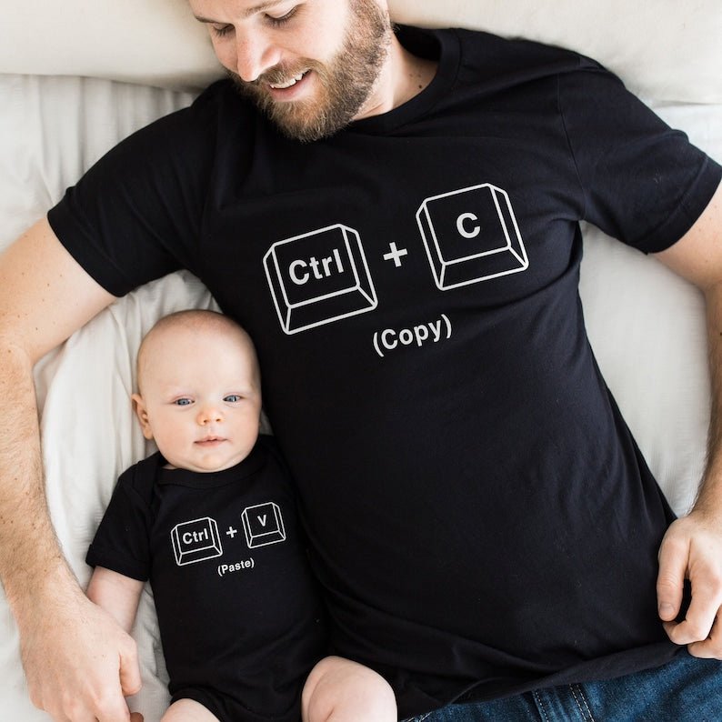 Copy Paste Shirt Set - Father and Baby Matching Shirts - Copy And Paste Daddy And Daughter Shirts - New Baby Gift