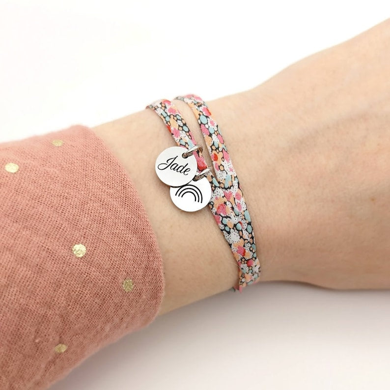 Personalized liberty cord bracelet, Mom bracelet, Godmother, Birth gift, bridesmaid jewelry, Valentine's Day gift