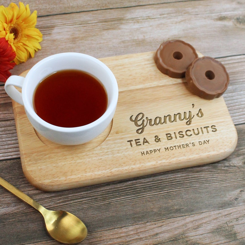 Grandad's Tea & Biscuit Board, Engraved Wood Treat Tray, Personalised Father's Day Gift for Dad, Grandad, Grandpa, Birthday Gifts for Him