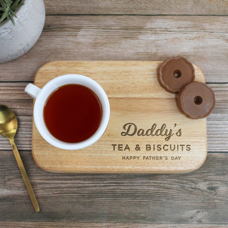 Grandad's Tea & Biscuit Board, Engraved Wood Treat Tray, Personalised Father's Day Gift for Dad, Grandad, Grandpa, Birthday Gifts for Him