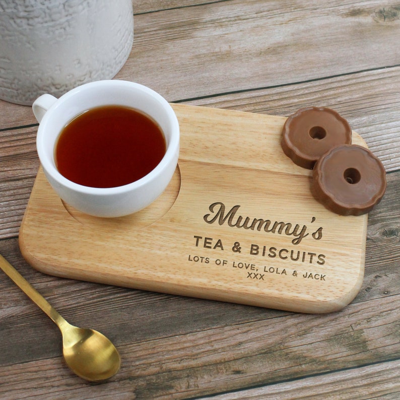 Grandad's Tea & Biscuit Board, Engraved Wood Treat Tray, Personalised Father's Day Gift for Dad, Grandad, Grandpa, Birthday Gifts for Him