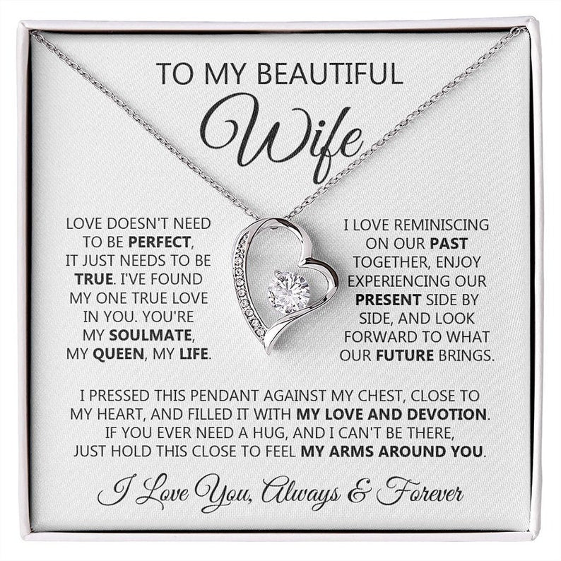 To My Beautiful Wife Necklace, Romantic Gift for Her, Wife Birthday Gift, Anniversary Gift for Wife- Gift shop near me - Goods of Gift