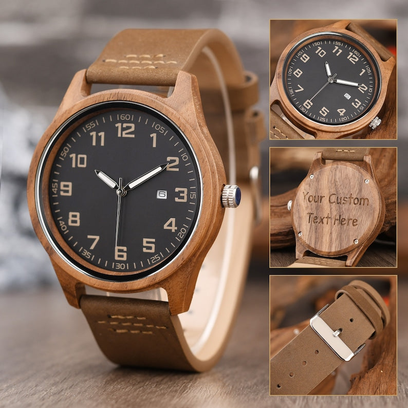 Wood Watch for Men, Anniversary Gift for Him, Engraved Wood Watch, Personalized Watch, Birthday Gift, Gift for Husband Dad, Groomsman Gift - Gift shop near me