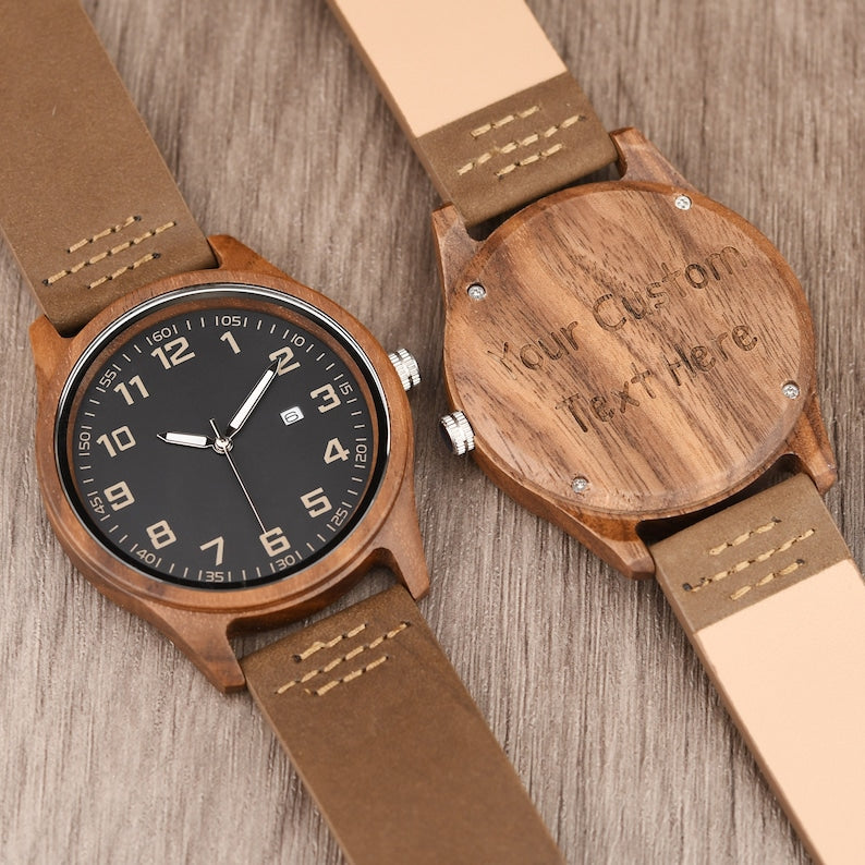 Wood Watch for Men, Anniversary Gift for Him, Engraved Wood Watch, Personalized Watch, Birthday Gift, Gift for Husband Dad, Groomsman Gift - Gift shop near me