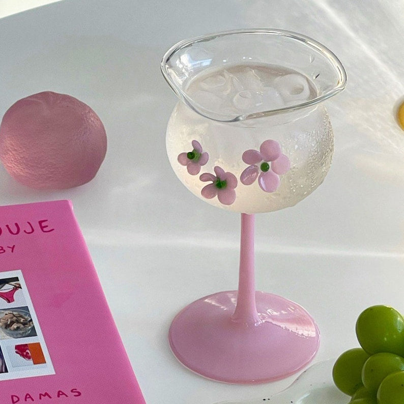 Hand Kneaded Floral Wine Glasses, Petal Wine Glasses, Personalized Glasses, Unique Wine Glasses,Shaped Wine Glass,Birthday Gifts,Anniversary - Gift shop near me