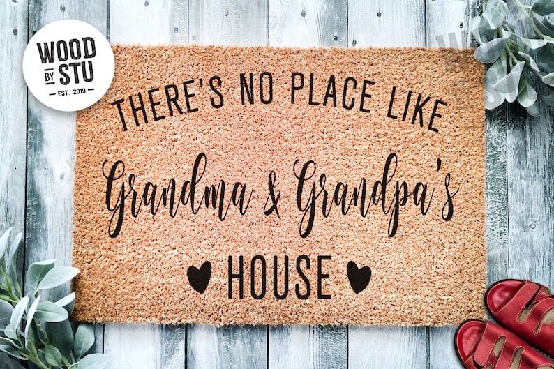 There's No Place Like Grandma and Grandpa's House v2 | Grandparents Day Gift | Welcome Door Mat | Home Doormat | Fathers Day | Mothers Day