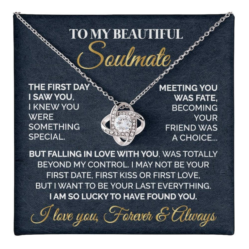 To My Beautiful Soulmate Necklace, Soulmate Gift for Her, Wife Girlfriend Gift, Anniversary Gift for Her, Girlfriend Birthday Gift