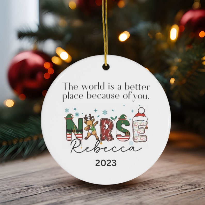 Personalized Nurse Christmas Ornament, Customized Nurses Keepsake, Thank You Present for Nurse, Custom Xmas Appreciation Gift Nurse Name