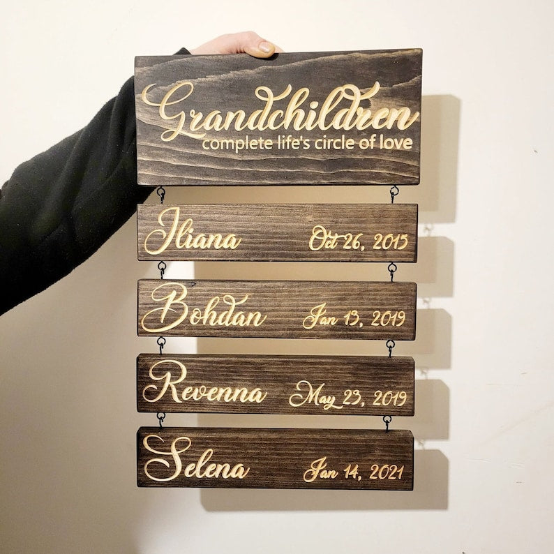 Personalized Wooden Sign, Christmas Gift for Grandma from Daughter, Grandchildren Sign, Wooden Name Signs, Home Decor, Personalized Gift