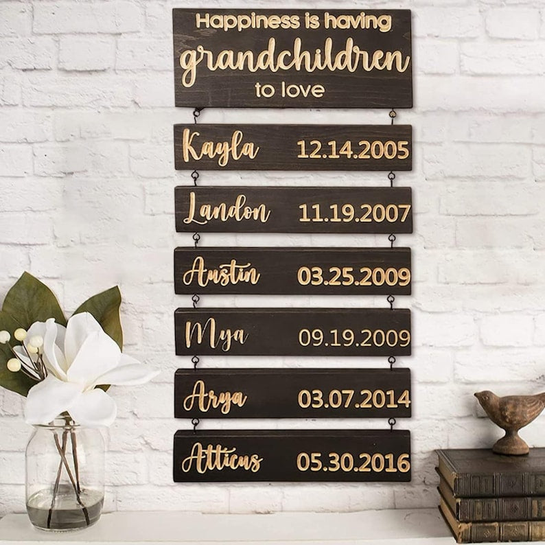 Personalized Wooden Sign, Christmas Gift for Grandma from Daughter, Grandchildren Sign, Wooden Name Signs, Home Decor, Personalized Gift