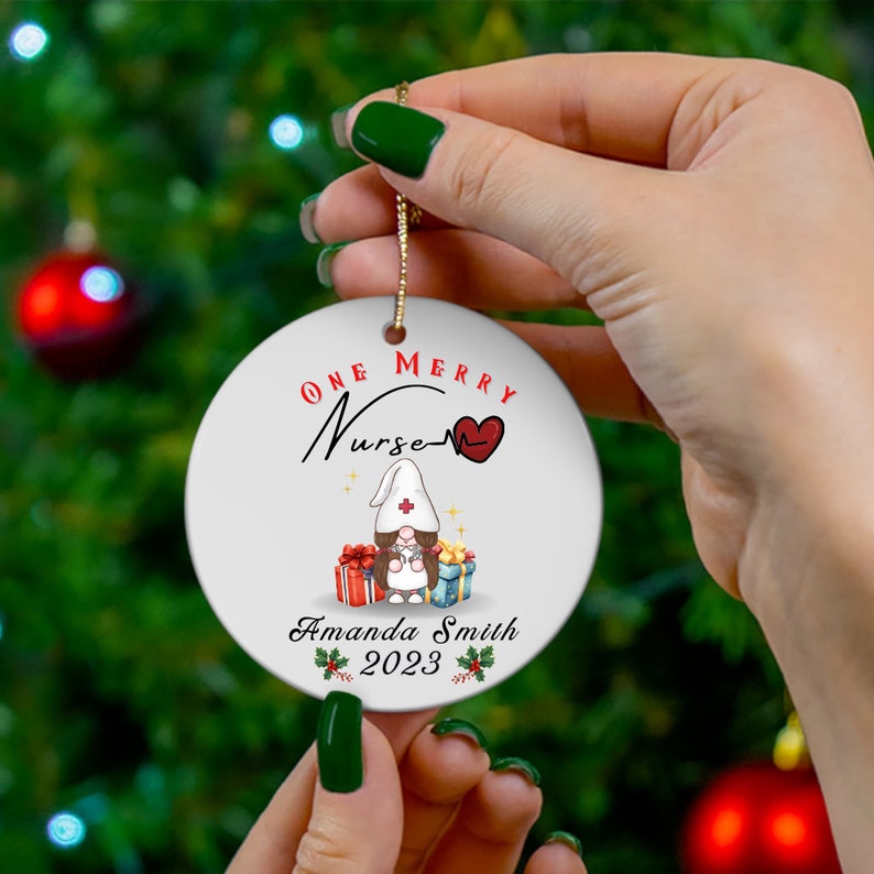 Personalized One Merry Nurse Christmas Ornament, Custom Nurse Ornament, Holiday Gift For Nurses, Christmas Decoration