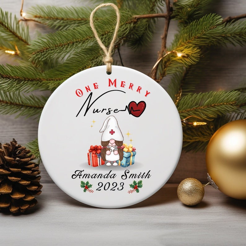 Personalized One Merry Nurse Christmas Ornament, Custom Nurse Ornament, Holiday Gift For Nurses, Christmas Decoration