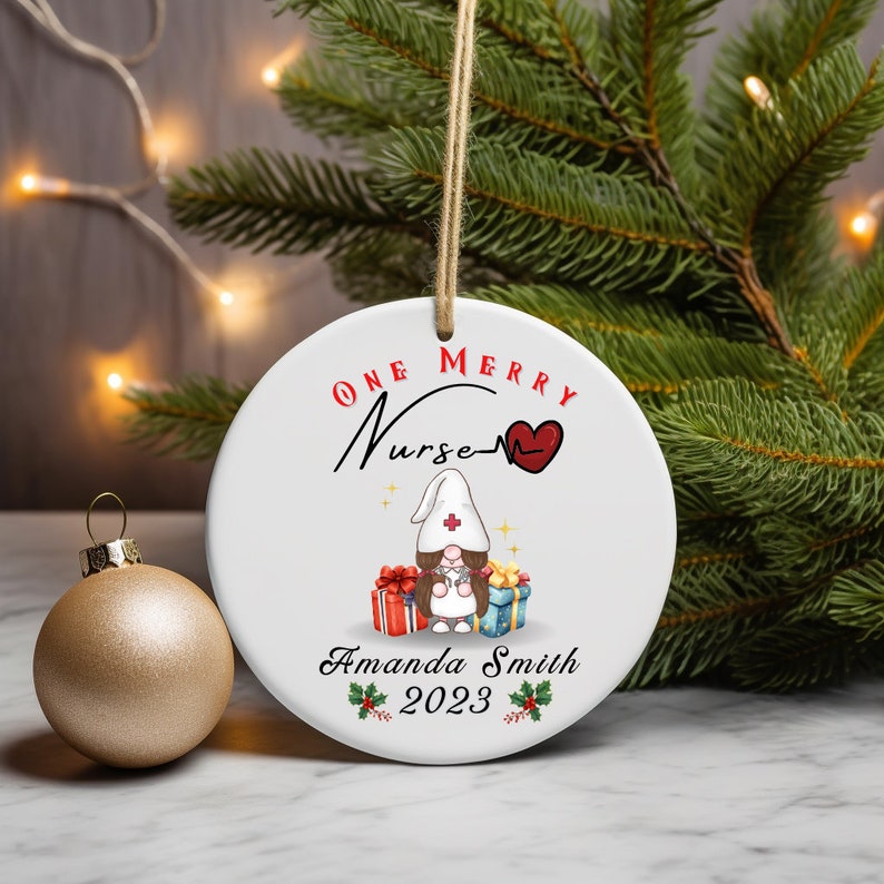 Personalized One Merry Nurse Christmas Ornament, Custom Nurse Ornament, Holiday Gift For Nurses, Christmas Decoration