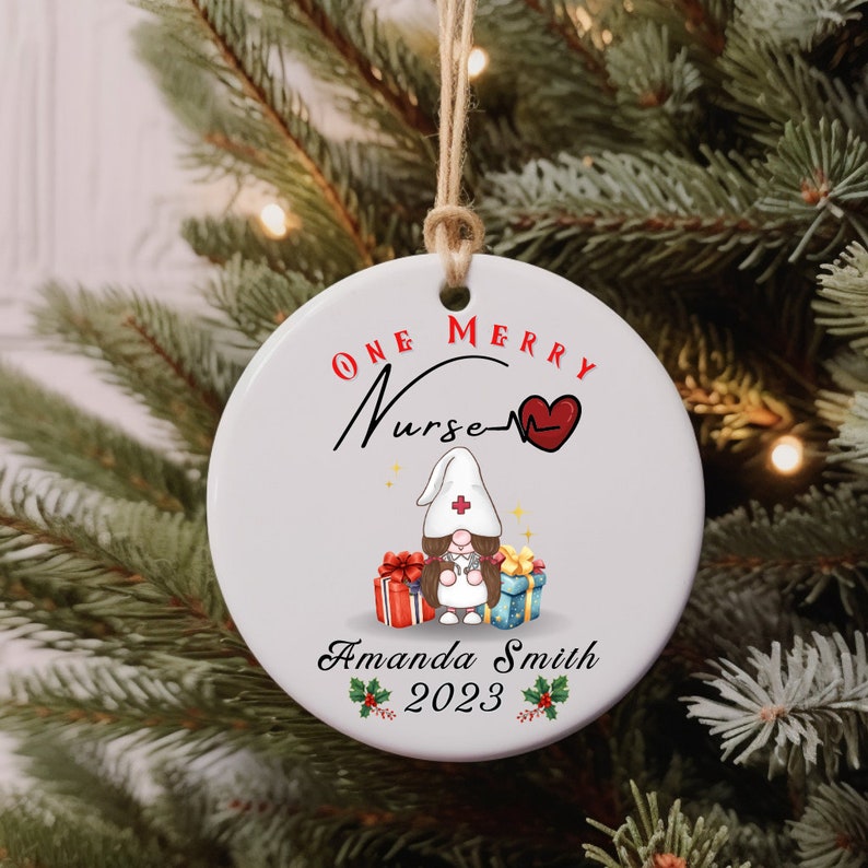 Personalized One Merry Nurse Christmas Ornament, Custom Nurse Ornament, Holiday Gift For Nurses, Christmas Decoration