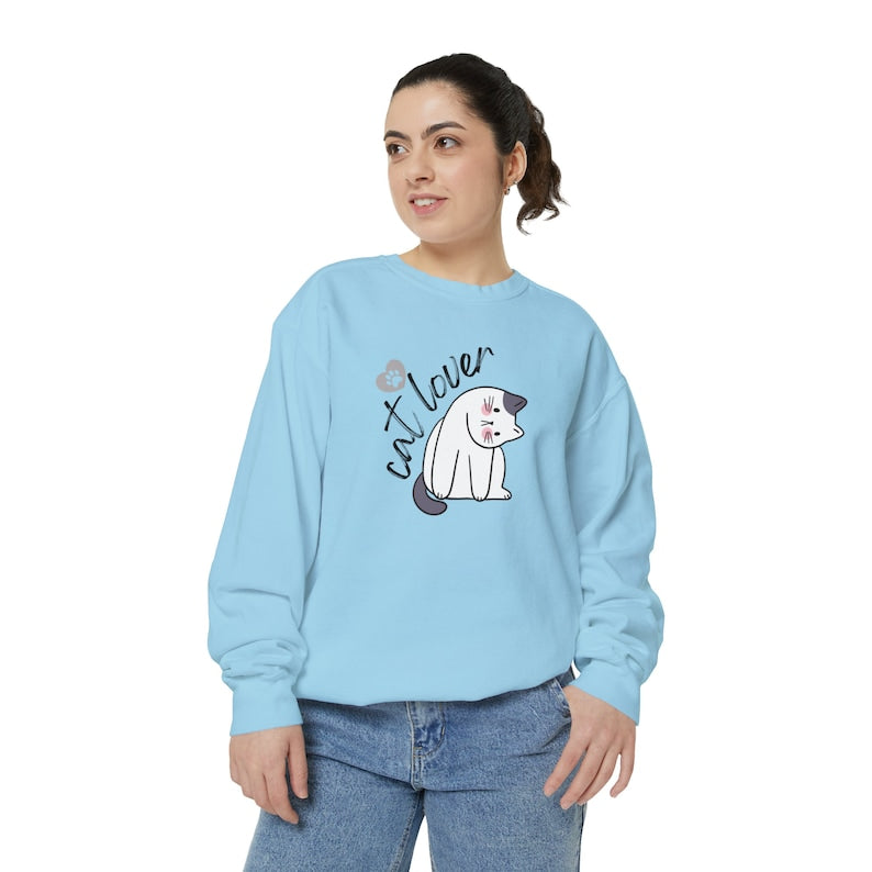 Cat Lover Sweat Shirt, Cat Lover Gift, Gift for Her, Crewneck Sweatshirt, Fall sweatshirt, Cat Lover Crewneck - Gift shop near me