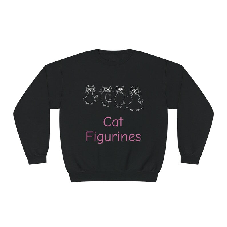 Cat Figurines Crewneck Sweatshirt - Gift shop near me