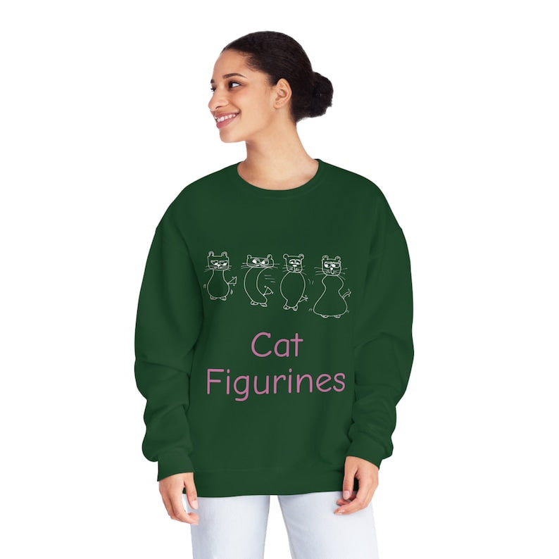 Cat Figurines Crewneck Sweatshirt - Gift shop near me